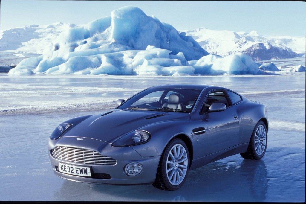 Aston Martin Vanquish on location in Iceland for "Die Another Day" (2002). Film still courtesy of London Film Museum