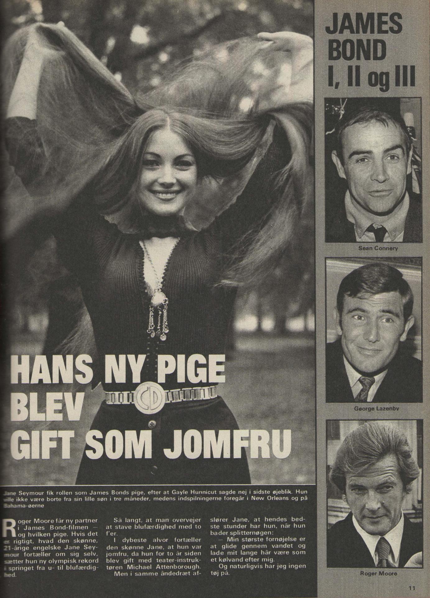 Lev og lad dø": Roger Moore og Jane Seymour i Se og Hør (1972) .